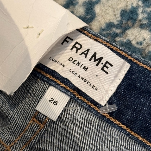 FRAME Le HighSkinny Clyde Dark Wash Distressed New with Tags size 26 - Picture 3 of 10